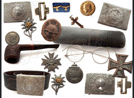 Badges, edelweisses, crosses, buckles and so on