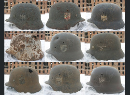 Helmets of Wehrmacht and Luftwaffe from Stalingrad for sale