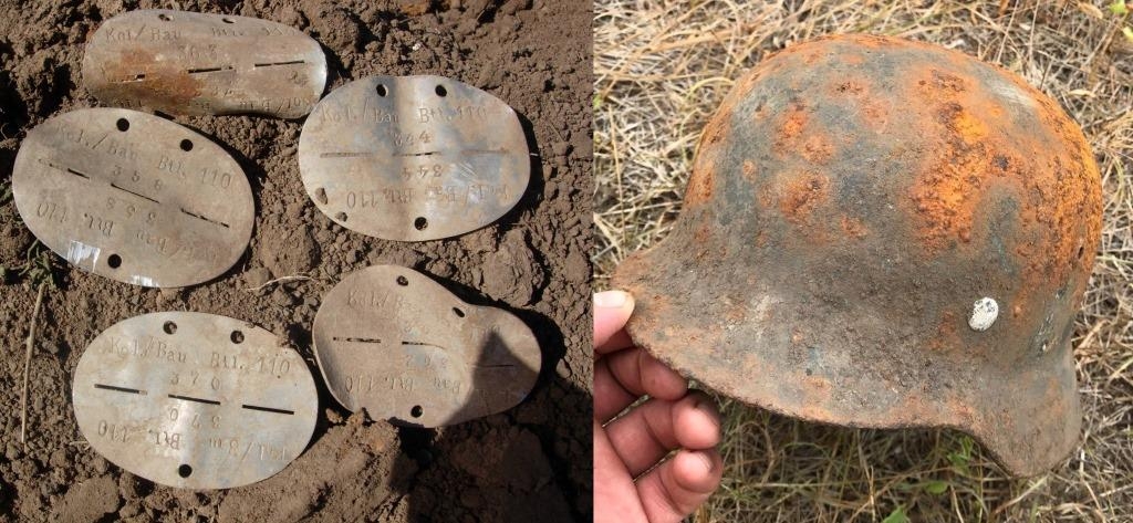 Kol./ Bau Btl. 110 – Kolonne Bauten Bataillon 110 and M35 helmet Kol./ Bau Btl. 110 – Kolonne Bauten Bataillon 110 and M35 helmet