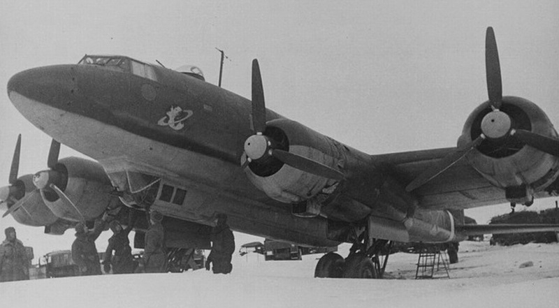 German long-range reconnaissance bomber FW 200 “Condor” (1 Gruppe Kampfgeschwader 40), captured by Soviet troops at the Pitomnik airfield in January 1943 German long-range reconnaissance bomber FW 200 “Condor” (1 Gruppe Kampfgeschwader 40), captured by Soviet troops at the Pitomnik airfield in January 1943