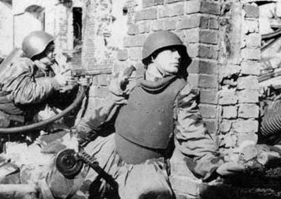 The steel breastplate of a soldier of the Red Army SN 42