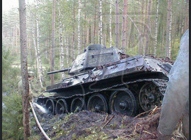 The excavation of T-34 tank