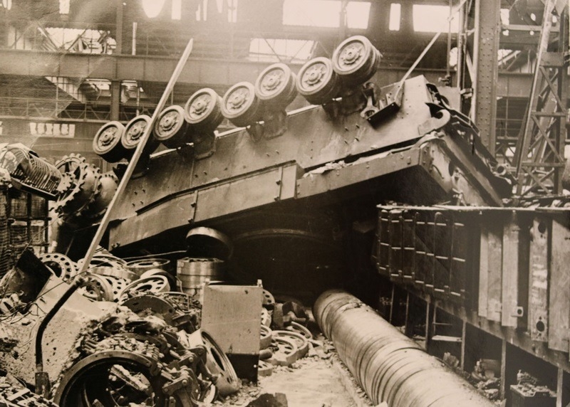 The body of the tank Pz.Kpfw IV in the ruins of "Nibelungenwerke"
