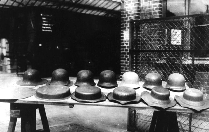 Stages of German helmet M-16 production Stages of German helmet M-16 production