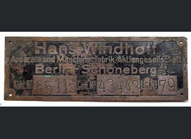 Nameplate Hans Windhoff / from Stalingrad