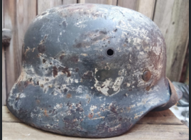 Winter camo Waffen SS helmet M35 DD / from Sinyavino