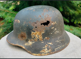 German helmet M35 + box / from Stalingrad