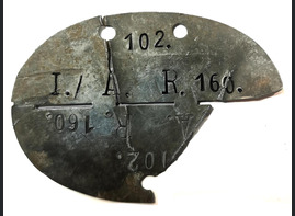 German dogtag I./ A.R.160 (60th Infantry Division (Wehrmacht) / from Stalingrad