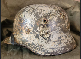 Wehrmacht winter camo helmet M40 / from Rzhev