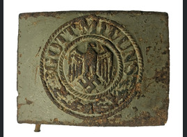 Iron Wehrmacht belt buckle "Gott mit Uns" / from Stalingrad