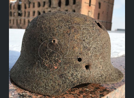 German helmet M35 "Double dekal" / from Stalingrad