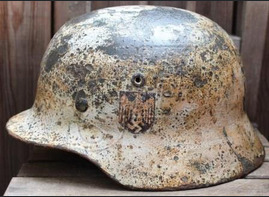 WW2 Wehrmacht Winter camo helmet with decal for sale