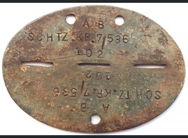 Dogtag SCHTZ.KP.7/536 / from Stalingrad