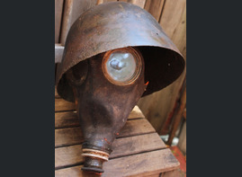Czech helmet + Finnish gas mask / from Karelia