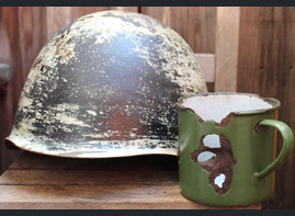 Winter camo Soviet helmet SSh39 and mug / from Karelia