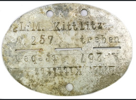 German dogtag L.M. Kittlitz / from Königsberg
