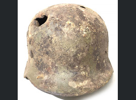 Restored German battle helmet