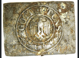 Aluminum Wehrmacht belt buckle "Gott mit Uns" by Nölle und Hück Lüdenscheid / from Novgorod