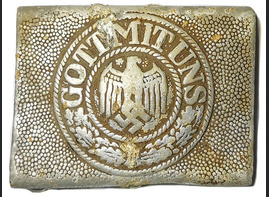 Aluminum Wehrmacht belt buckle "Gott mit Uns" / from Koenigsberg