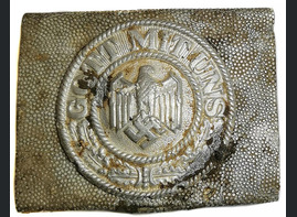 Aluminum Wehrmacht belt buckle "Gott mit Uns" / from Stalingrad