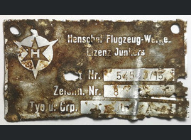 Nameplate Junkers Ju 88