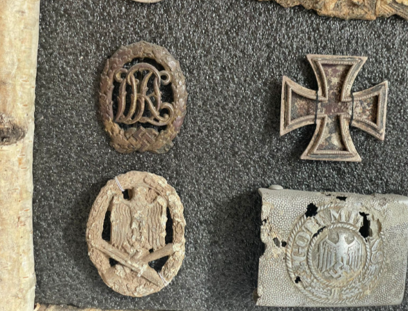 Lot of German awards from the dugout in a frame