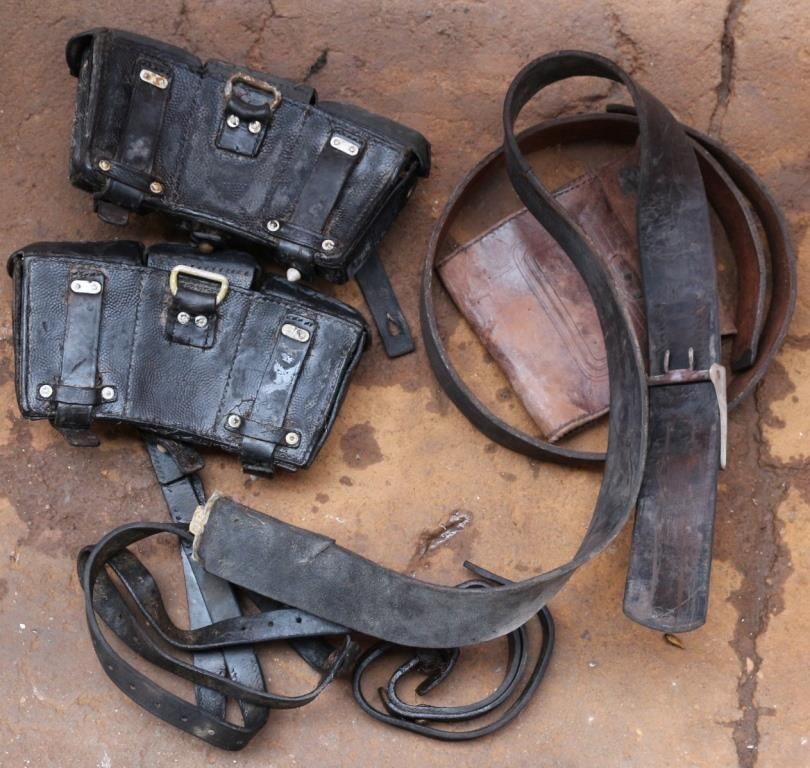 Weimar Belt with buckle + another leather items / from Novgorod