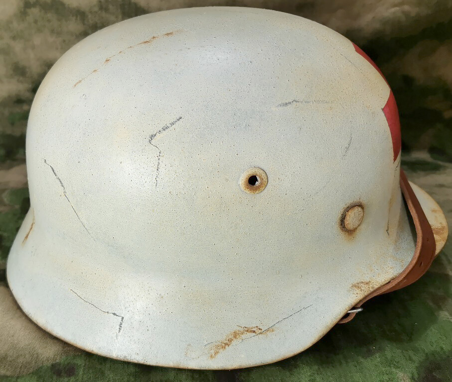 Restored German helmet M35, Red Cross