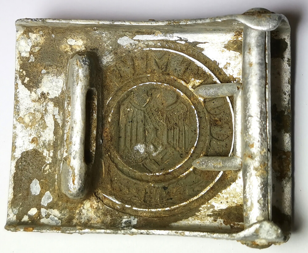 Denazification Wehrmacht belt buckle "Gott mit Uns" / from Königsberg
