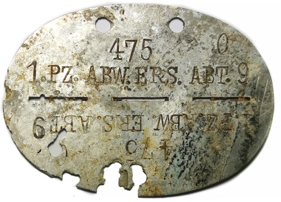 German dogtag 1.PZ.ABW.ERS.ABT.9 / from Stalingrad