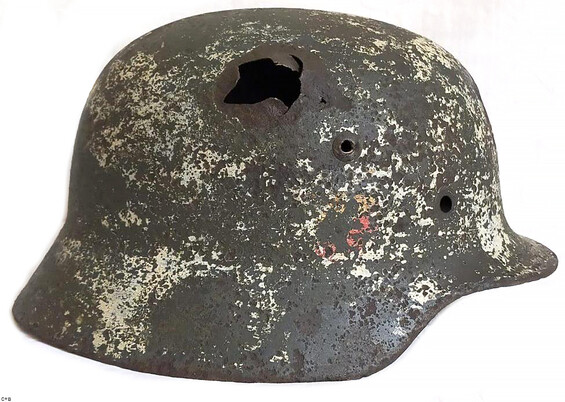 Winter camo German helmet M35 DD / from Stalingrad