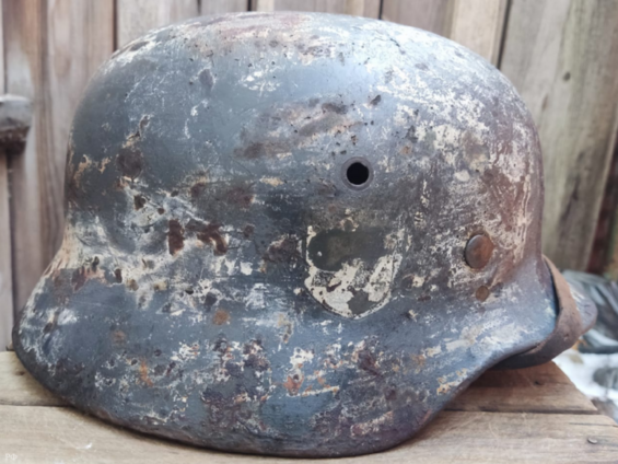 Winter camo Waffen SS helmet M35 DD / from Sinyavino