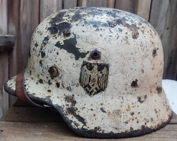 Winter camo Wehrmacht helmet M35 DD / from Stalingrad