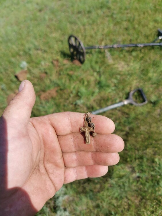 Catholic cross from rosary / from Stalingrad