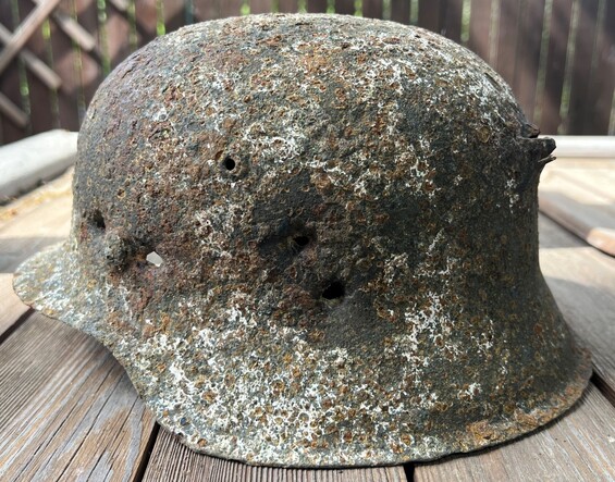 Winter camo German helmet M42 / from Novgorod 