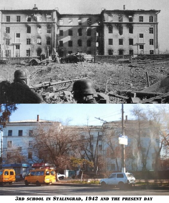 3rd school in Stalingrad, 1942 and the present day