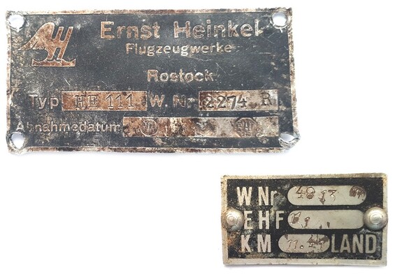 Ernst Heinkel flugzeugwerke plate (Heinkel He 111)