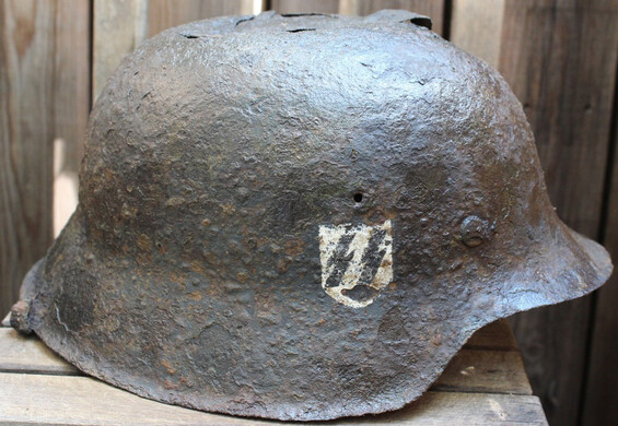 Waffen SS helmet M42 / from Pskov