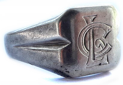 Silver ring with initials