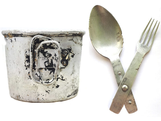 Cup for canteen + Fork-spoon / from Stalingrad
