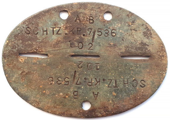 Dogtag SCHTZ.KP.7/536 / from Stalingrad