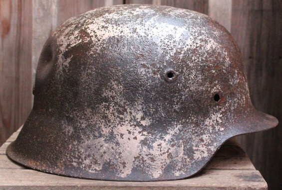 Winter camo German helmet M42 / from Kaluga