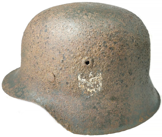 Heer helmet M40 with a partially preserved decal from Stalingrad