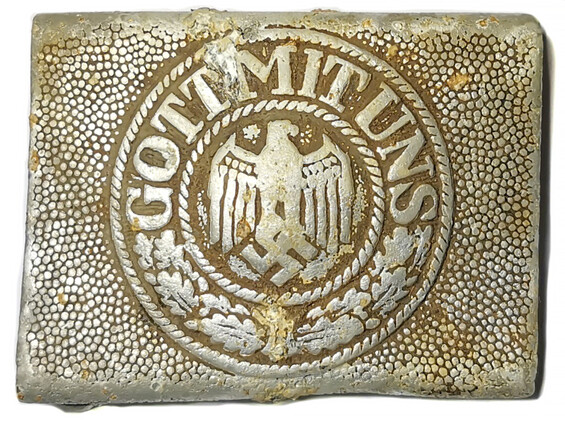 Aluminum Wehrmacht belt buckle "Gott mit Uns" / from Koenigsberg