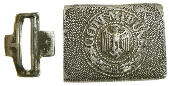 Aluminum Wehrmacht belt buckle "Gott mit Uns" / from Insterburg