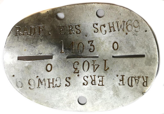 German dogtag RADF.ERS.SCHW.69 / from Rostov