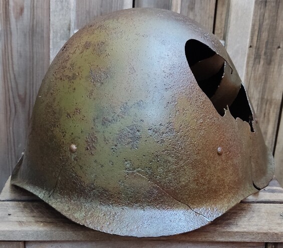 Soviet helmet SSh40 + steel bib / from Karelia