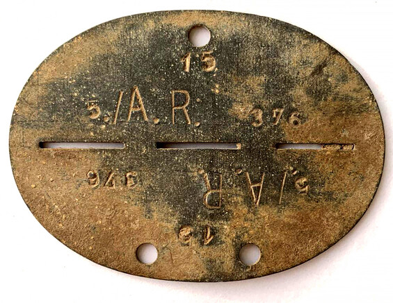 German Dogtag 5.A.R.376 / from Stalingrad