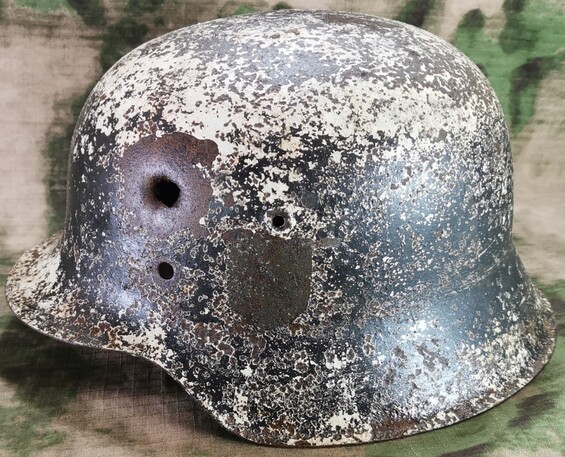 Winter camo German helmet M42 / from Leningrad