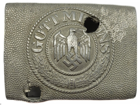 Aluminum Wehrmacht belt buckle "Gott mit Uns" / from Kaluga
